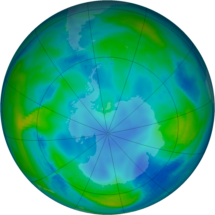 Antarctic ozone map for 24 May 2000